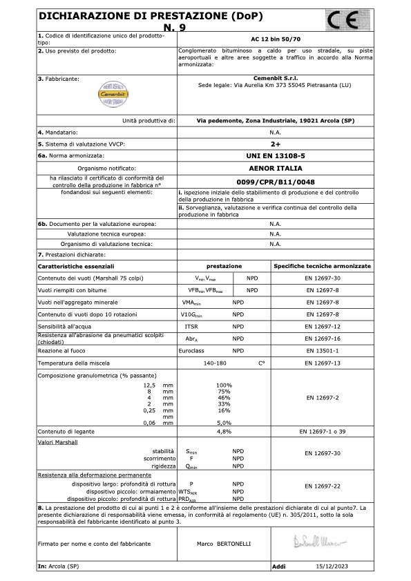 DoP 9 Binder 0/15